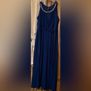 En Focus Women's Royal Blue Round Neck Sleeveless Formal Long Dress Size 16